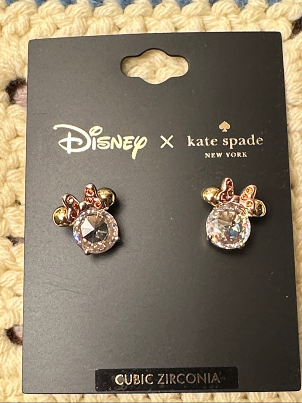 kate spade Disney Rose Gold Bow and Clear Crystal Minnie Stud Earrings
